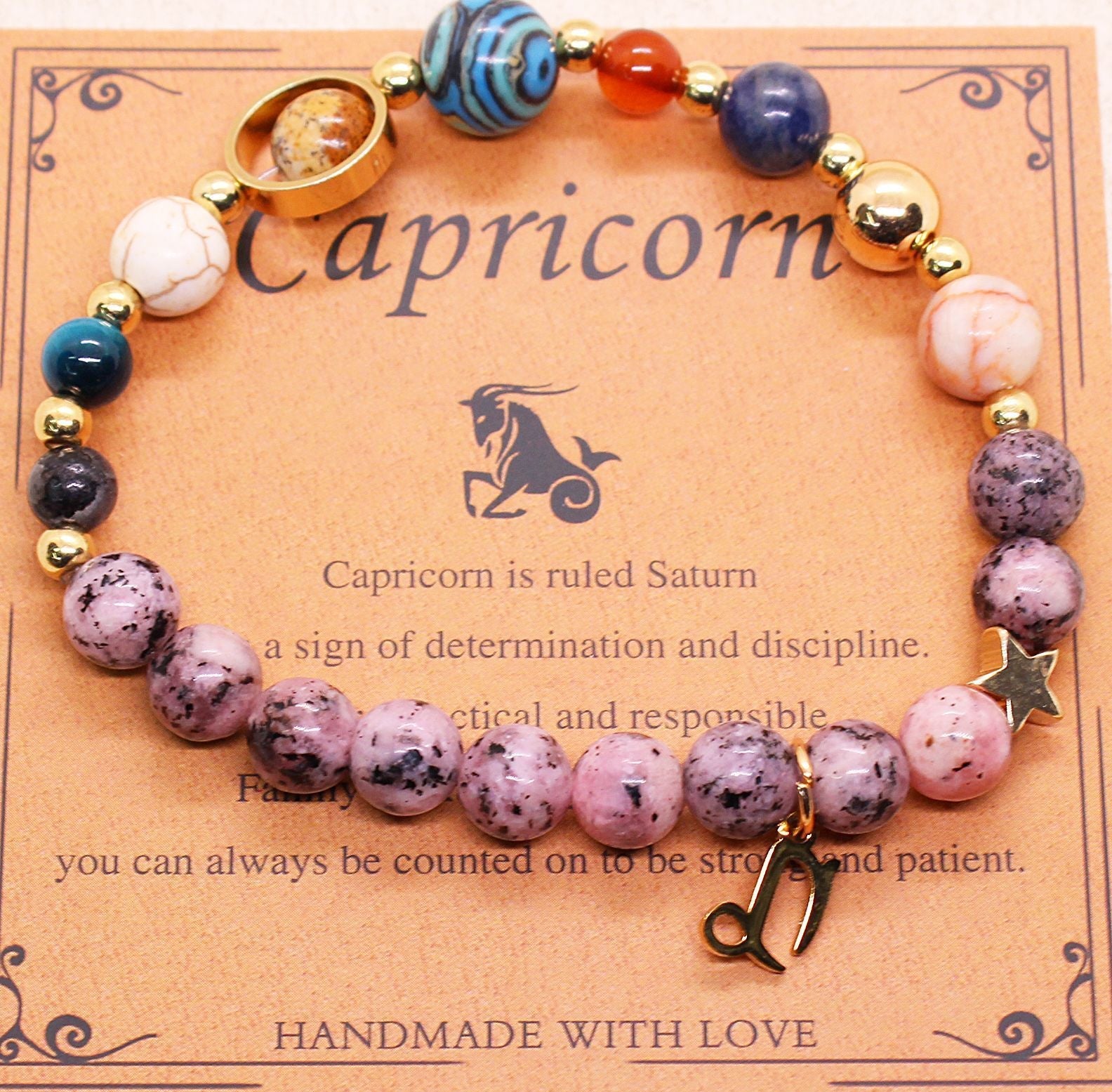 CELESTIAL HARMONY: 8-PLANET 12 CONSTELLATION BRACELET BY RAMODO JEWELRY – NATURAL STONE HEMP STONE, 19MM ZODIAC-INSPIRED ACCESSORY