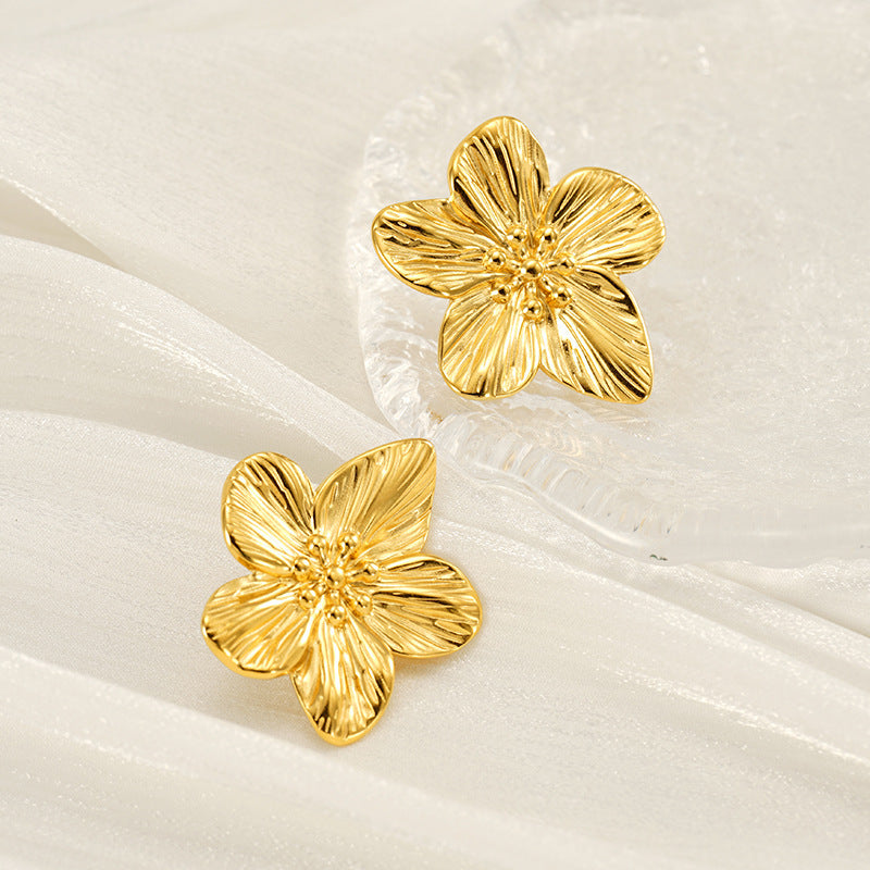 Delicate Floral Stud Earrings - Gold Plated Elegance