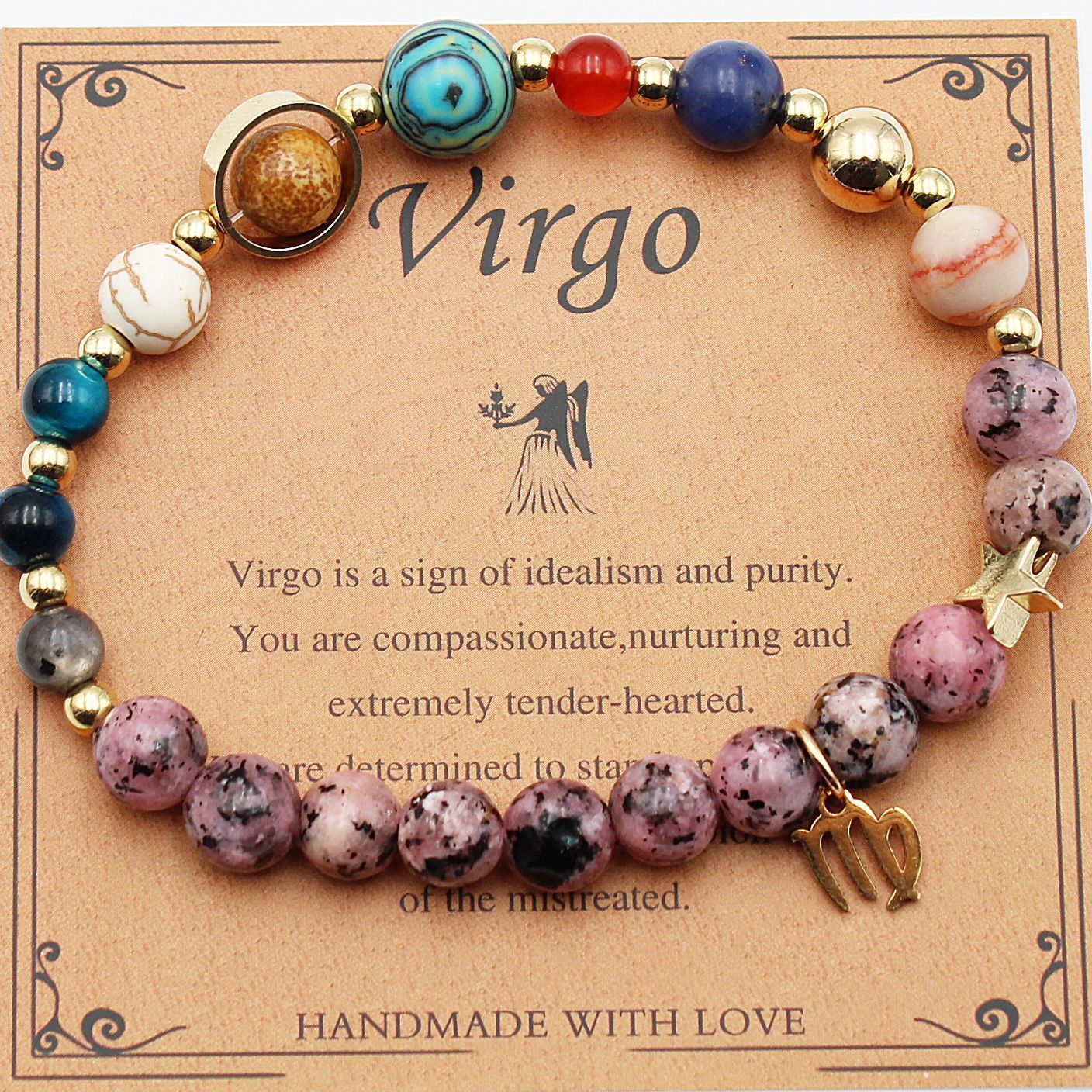 CELESTIAL HARMONY: 8-PLANET 12 CONSTELLATION BRACELET BY RAMODO JEWELRY – NATURAL STONE HEMP STONE, 19MM ZODIAC-INSPIRED ACCESSORY