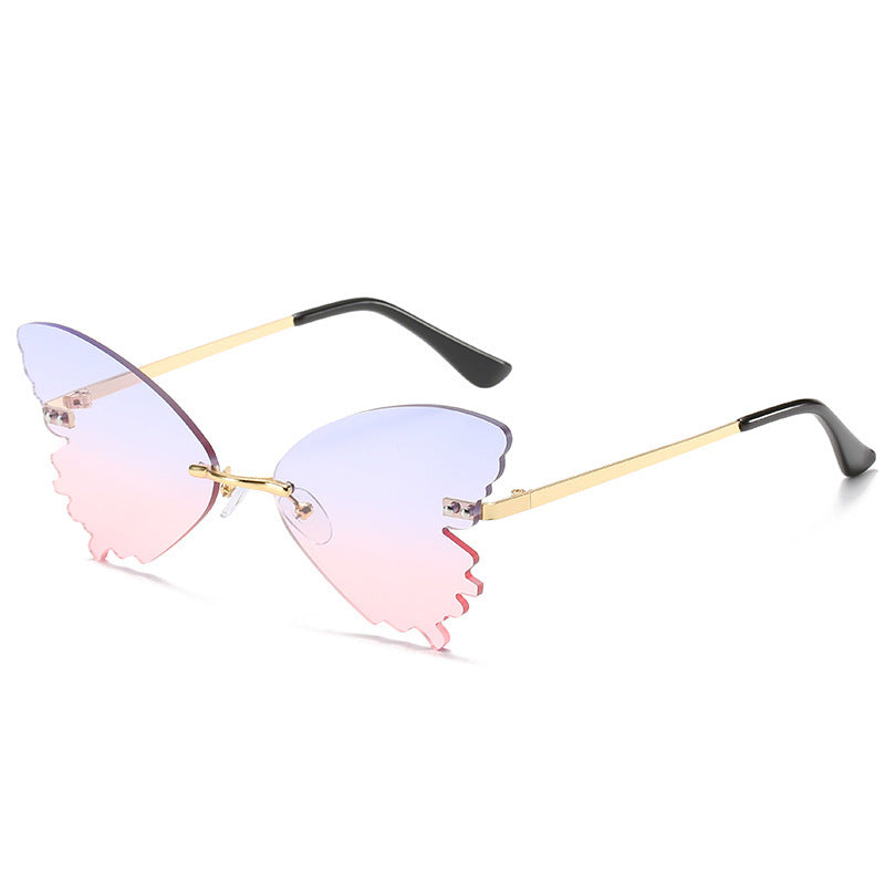 Butterfly Rimless Sunglasses - Unique Vintage Shades for Fashionistas