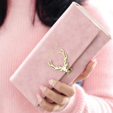 The Festive Fawn: RFID-Blocking PU Leather Wallet with Christmas Deer Design