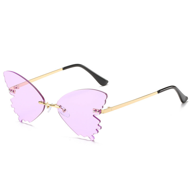 Butterfly Rimless Sunglasses - Unique Vintage Shades for Fashionistas