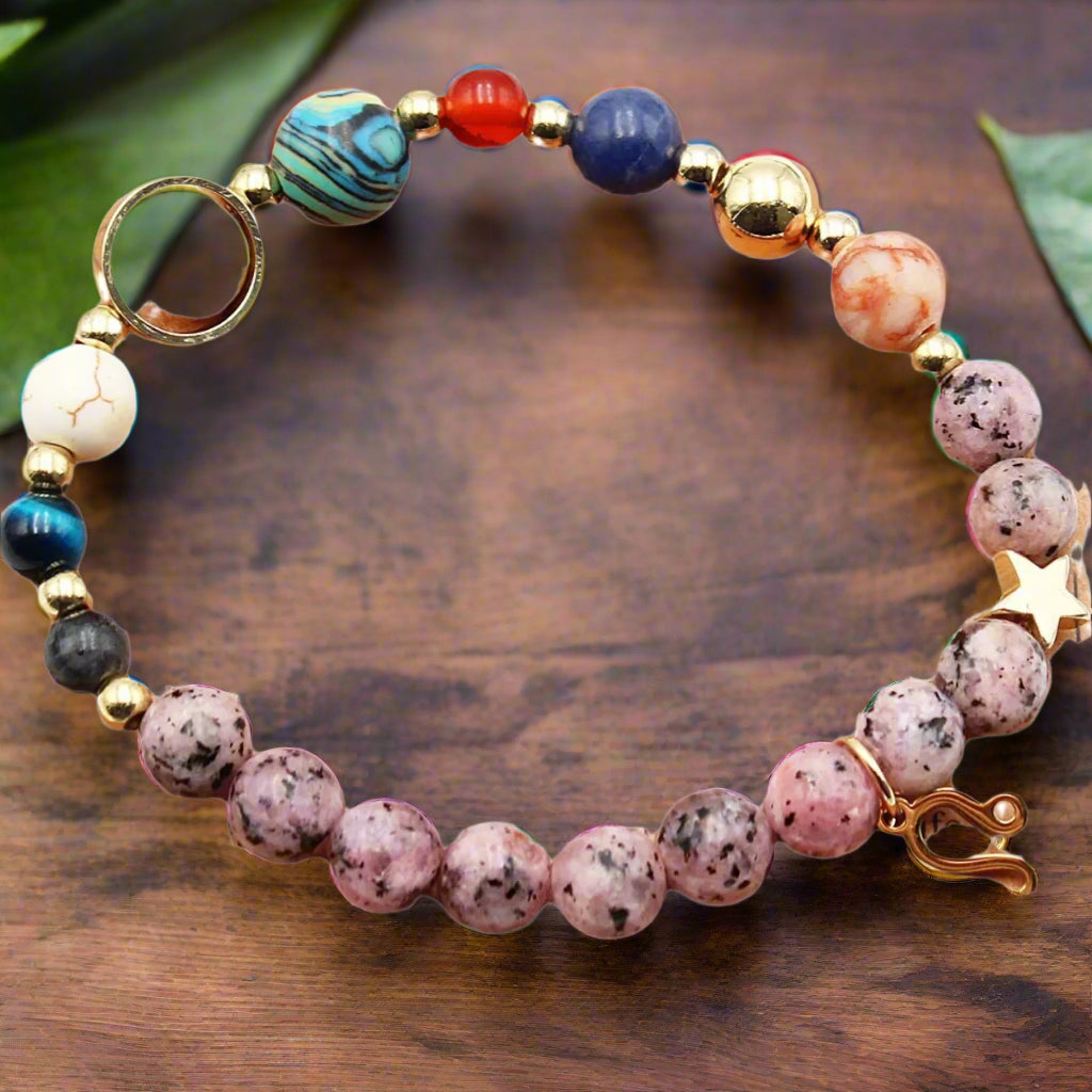 CELESTIAL HARMONY: 8-PLANET 12 CONSTELLATION BRACELET BY RAMODO JEWELRY – NATURAL STONE HEMP STONE, 19MM ZODIAC-INSPIRED ACCESSORY