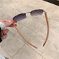 Fashion Sunglasses Frameless Wood Grain Glasses Leg Sunglasses