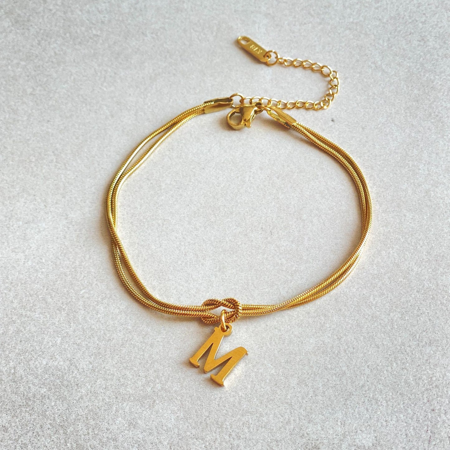 Personalized Initial Knotted Bracelet - Gold/Silver - Dainty & Elegant