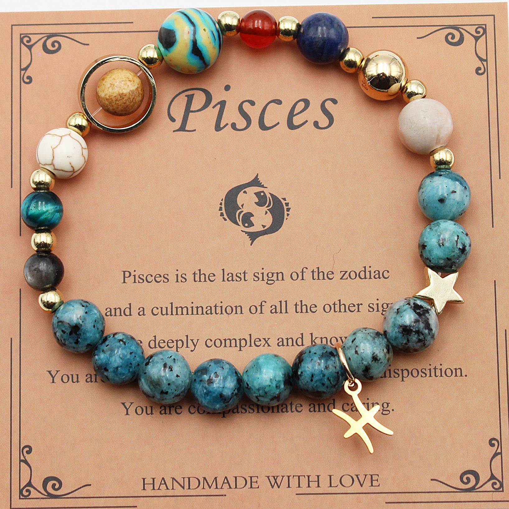 CELESTIAL HARMONY: 8-PLANET 12 CONSTELLATION BRACELET BY RAMODO JEWELRY – NATURAL STONE HEMP STONE, 19MM ZODIAC-INSPIRED ACCESSORY