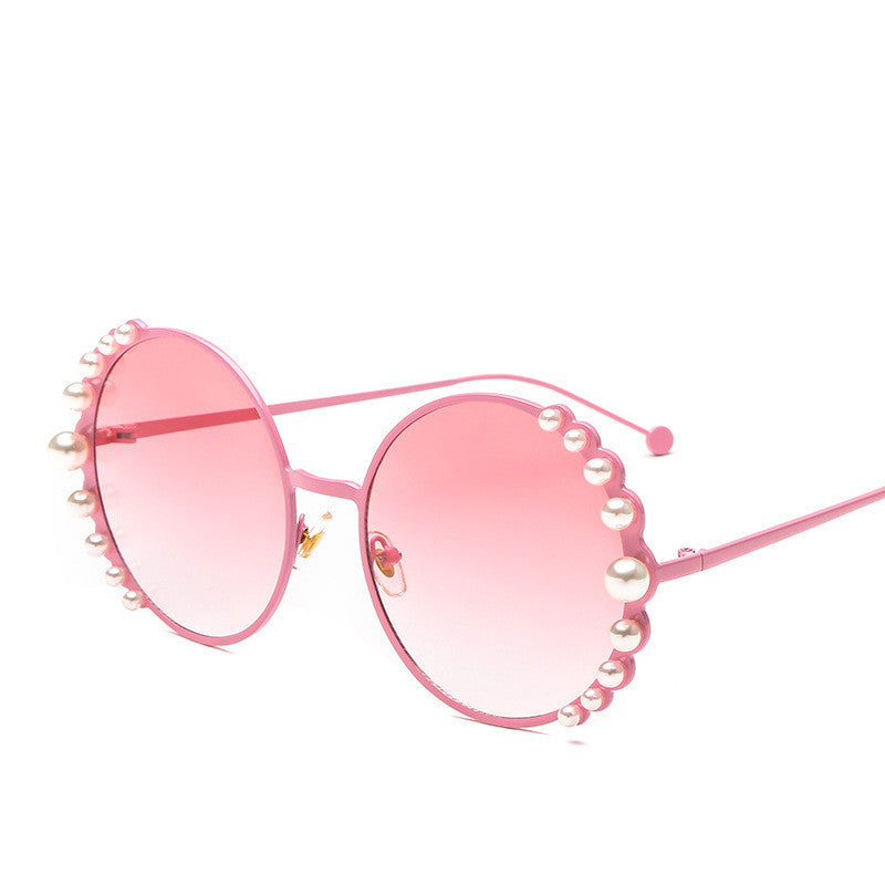 Pearl Embellished Round Sunglasses - Vintage Glamour