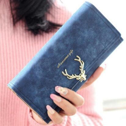 The Festive Fawn: RFID-Blocking PU Leather Wallet with Christmas Deer Design