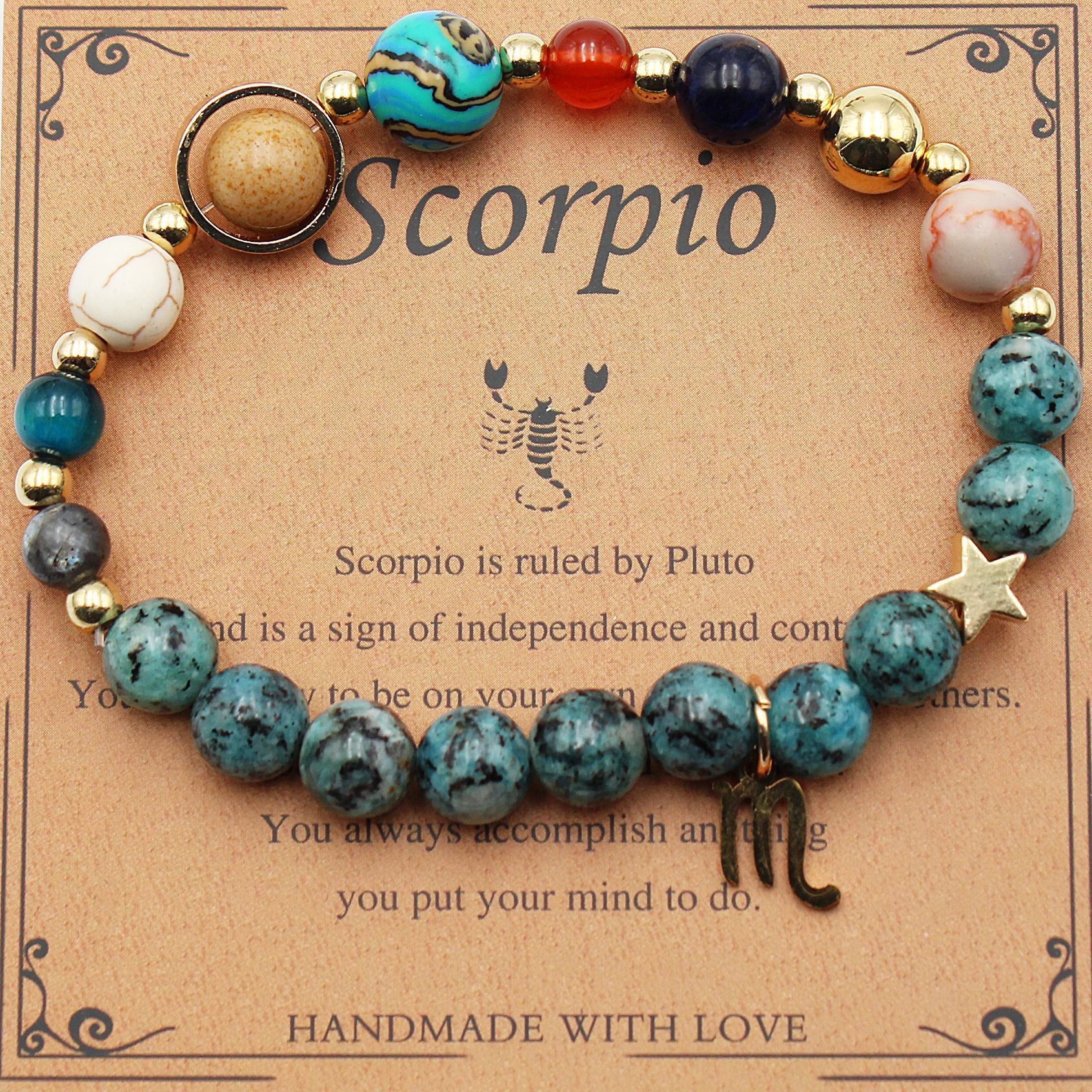 CELESTIAL HARMONY: 8-PLANET 12 CONSTELLATION BRACELET BY RAMODO JEWELRY – NATURAL STONE HEMP STONE, 19MM ZODIAC-INSPIRED ACCESSORY