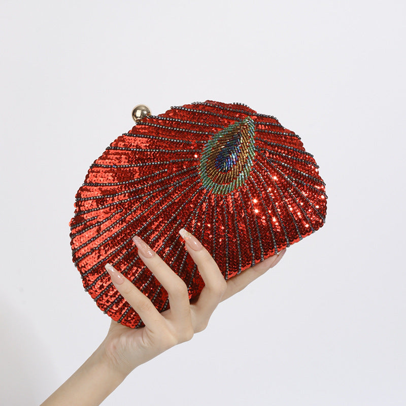 RAMODO Peacock Shell - Beaded Clutch Inspired by Nature