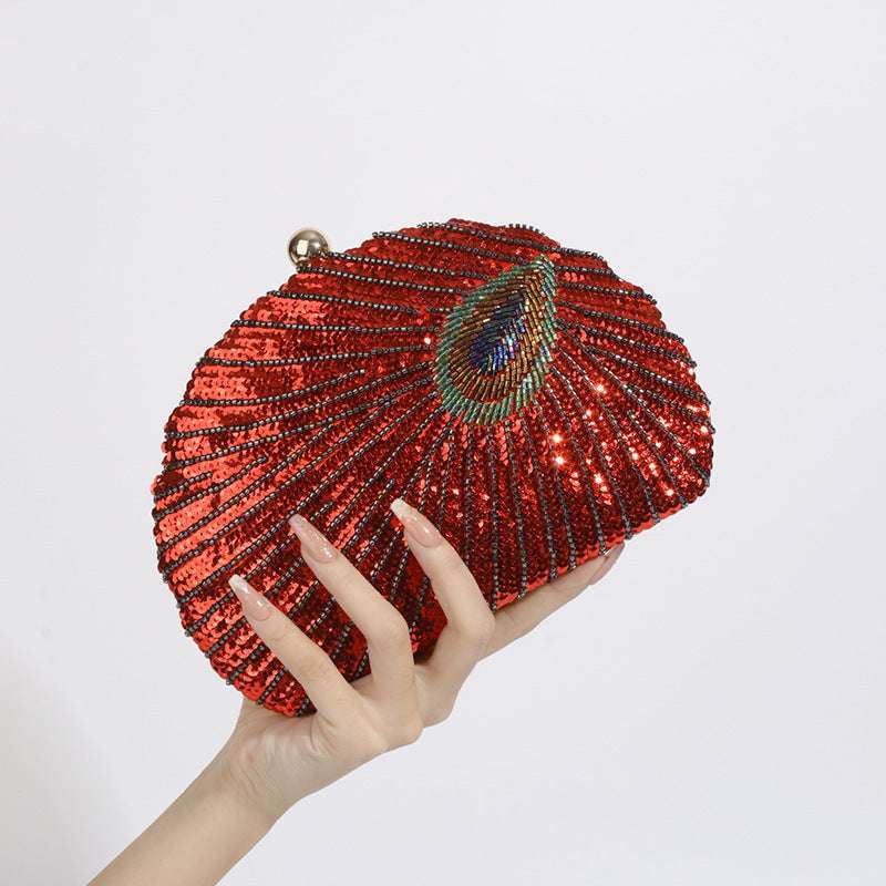 RAMODO Peacock Shell - Beaded Clutch Inspired by Nature