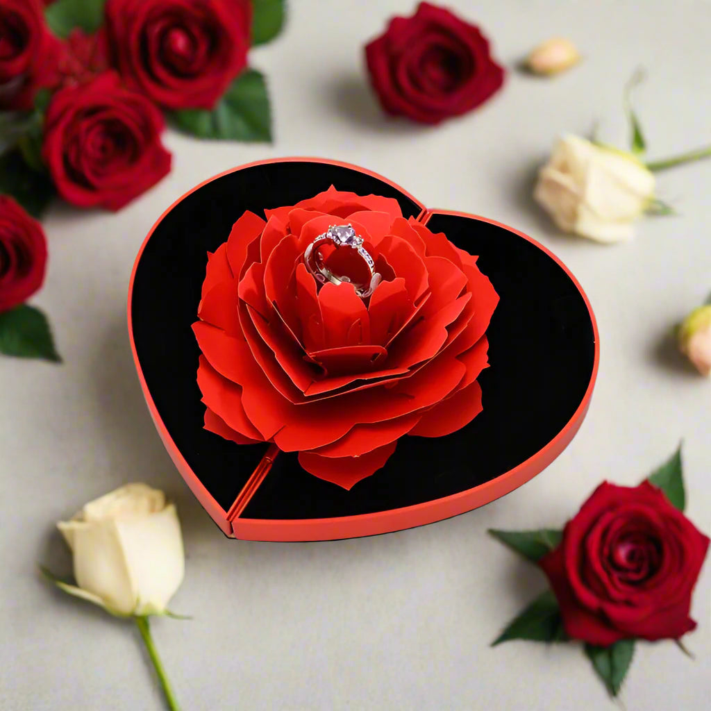 ALWAYS MINE Heart Rose Ring Box | RAMODO JEWELRY
