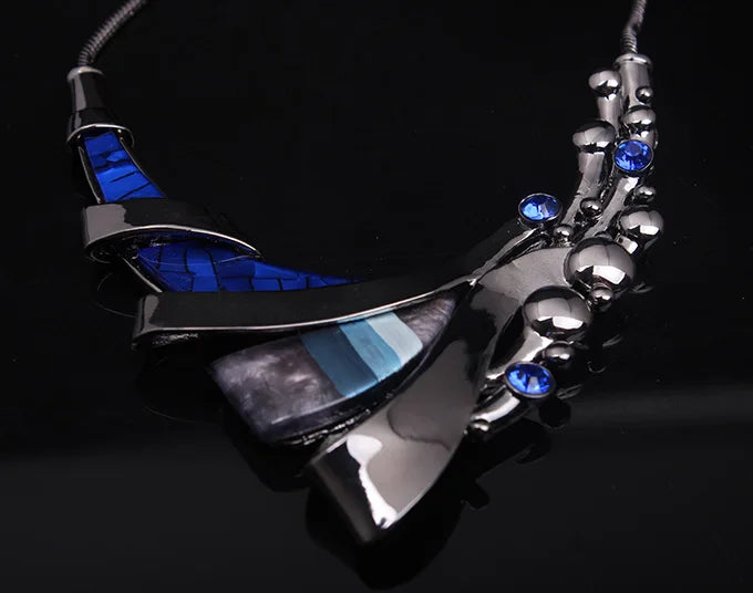 AZURE AFFINITY: Modern Geometric Blue Statement Necklace | RAMODO JEWELRY