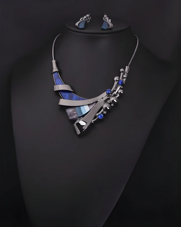 AZURE AFFINITY: Modern Geometric Blue Statement Necklace | RAMODO JEWELRY