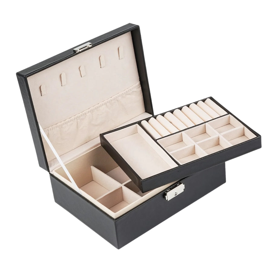 BLING BURROW Double-Layer Jewelry Box Black