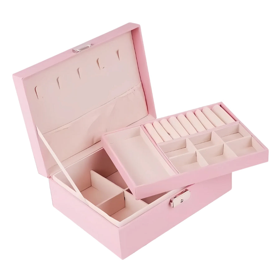 BLING BURROW Double-Layer Jewelry Box Pink