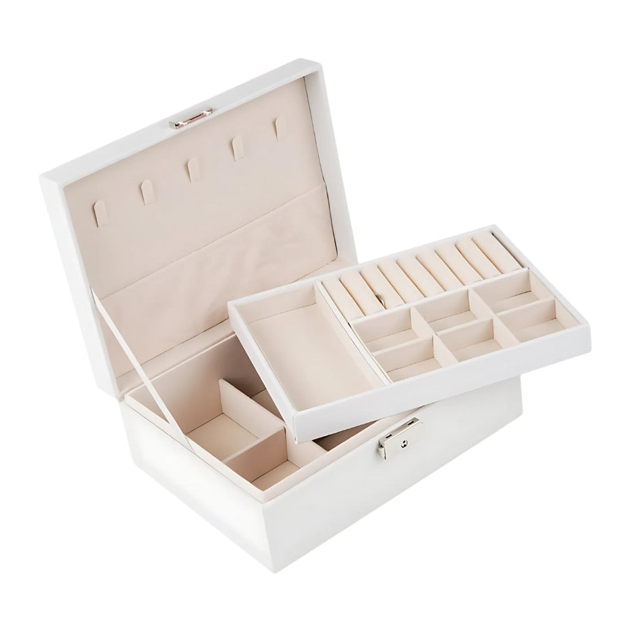 BLING BURROW Double-Layer Jewelry Box White