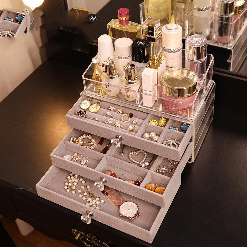 CHARM CHAMBER Velvet Multi-Drawer Jewelry & Beauty Organizer Box - RAMODO JEWELRY