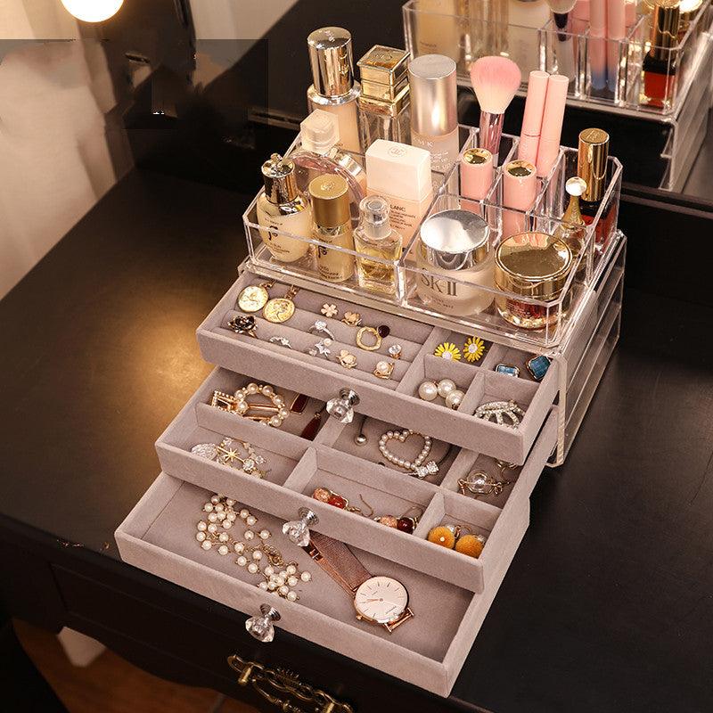 CHARM CHAMBER Velvet Multi-Drawer Jewelry & Beauty Organizer Box - RAMODO JEWELRY