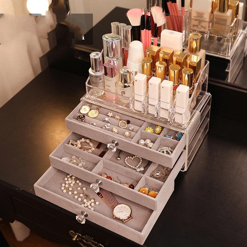 CHARM CHAMBER Velvet Multi-Drawer Jewelry & Beauty Organizer Box - RAMODO JEWELRY