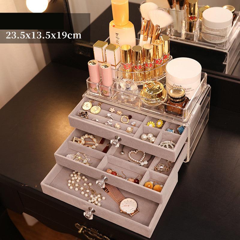 CHARM CHAMBER Velvet Multi-Drawer Jewelry & Beauty Organizer Box - RAMODO JEWELRY