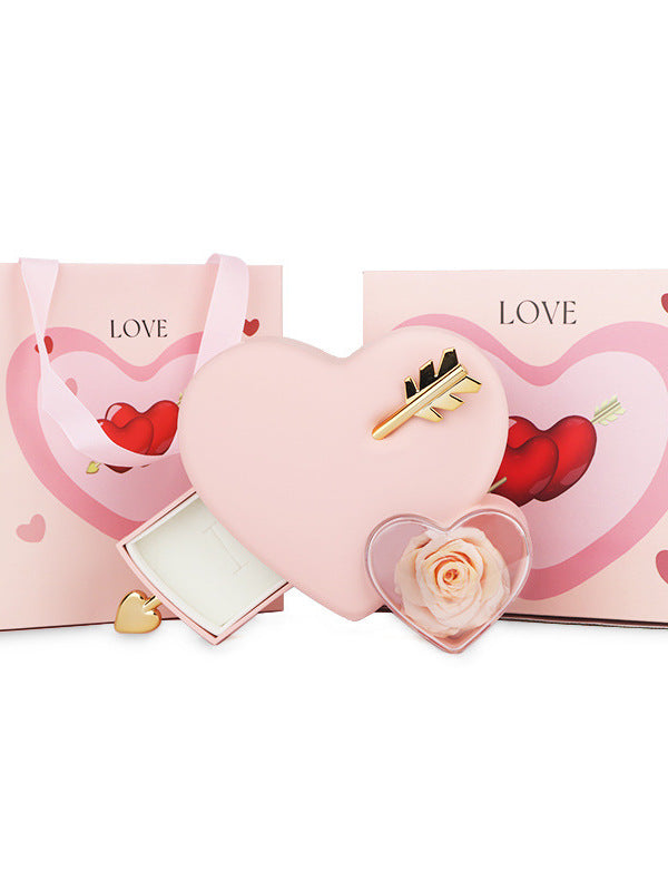 CUPID’S TARGET: Heart Shaped Preserved Rose Jewelry Box | RAMODO JEWELRY