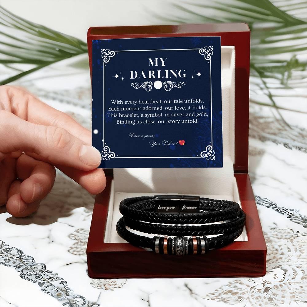 ETERNAL BOND: Men's Engraved Braided Leather Bracelet | RAMODO JEWELRY