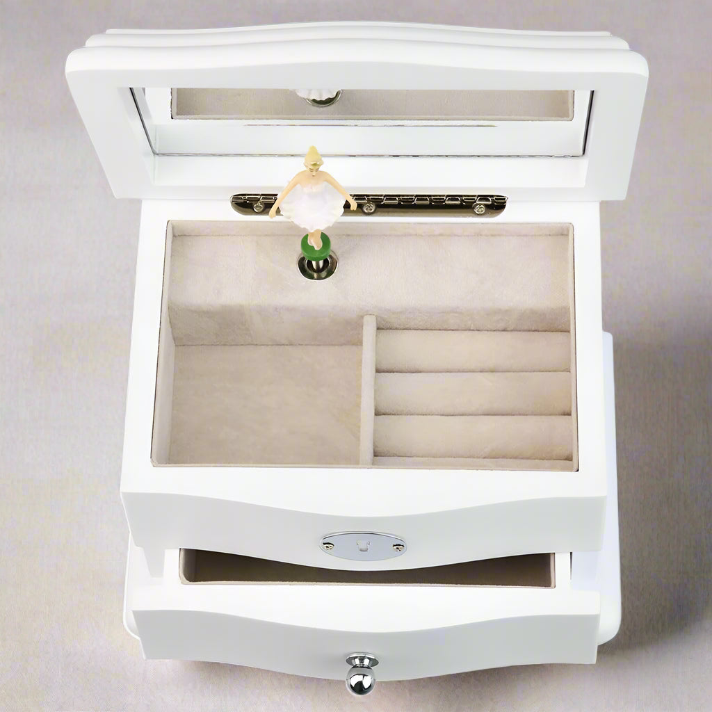 GEMSONATA Ballerina Musical Jewelry Box - White | RAMODO JEWELRY