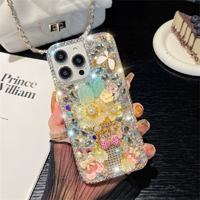 RAMODO Flower Bow Tie Rhinestone iPhone Case