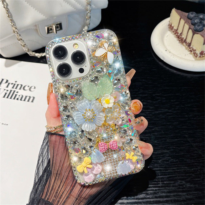 RAMODO Flower Bow Tie Rhinestone iPhone Case