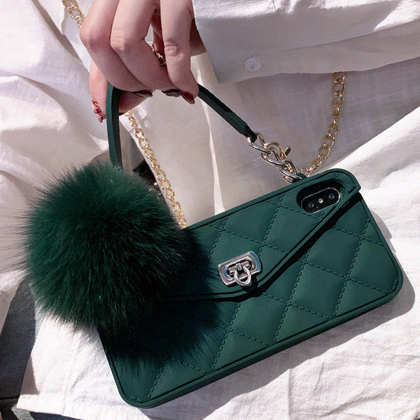 RAMODO Plush Hairball Grid iPhone Case – Soft & Stylish