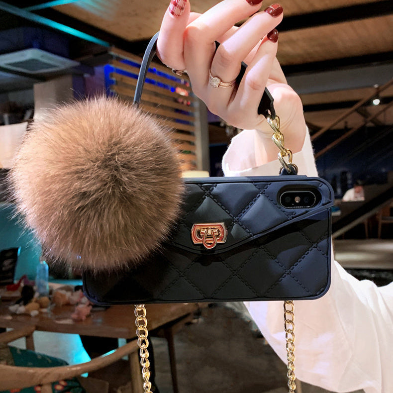 RAMODO Plush Hairball Grid iPhone Case – Soft & Stylish
