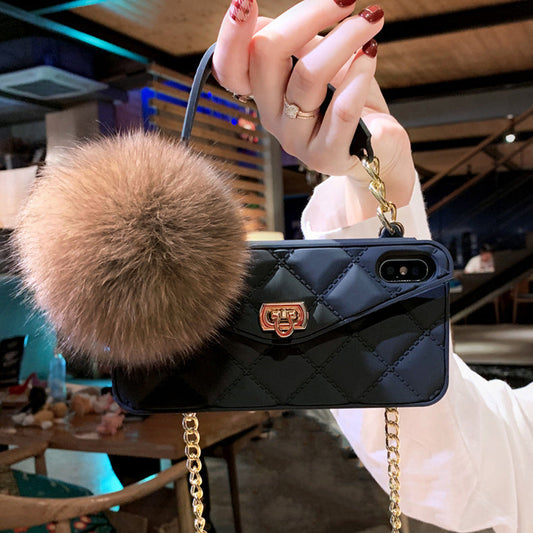 RAMODO Plush Hairball Grid iPhone Case – Soft & Stylish