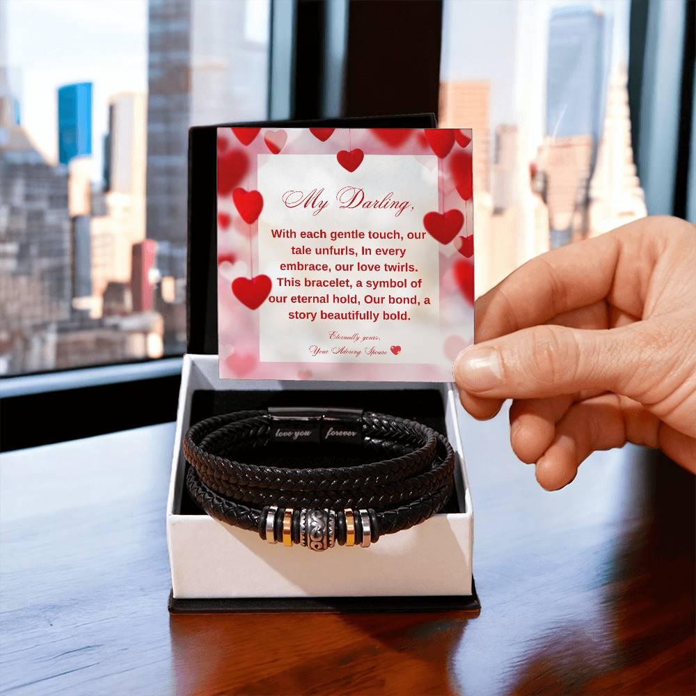 SOUL CONNECTION: Men's Engraved Braided Leather Bracelet | RAMODO JEWELRY