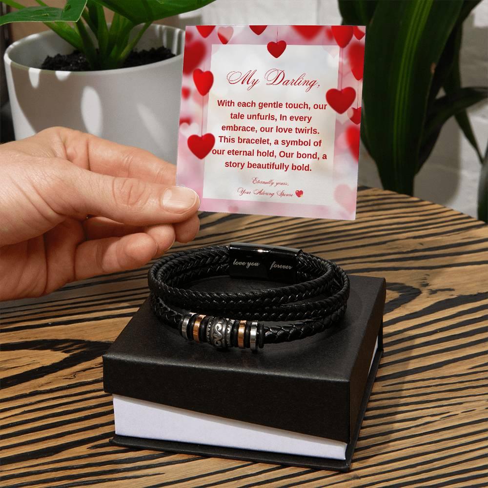SOUL CONNECTION: Men's Engraved Braided Leather Bracelet | RAMODO JEWELRY