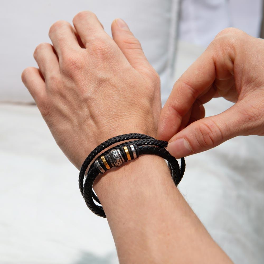 SOUL CONNECTION: Men's Engraved Braided Leather Bracelet | RAMODO JEWELRY