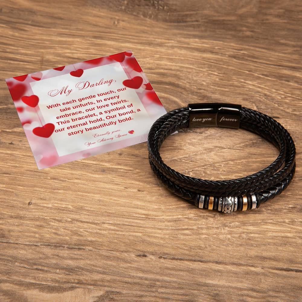 SOUL CONNECTION: Men's Engraved Braided Leather Bracelet | RAMODO JEWELRY