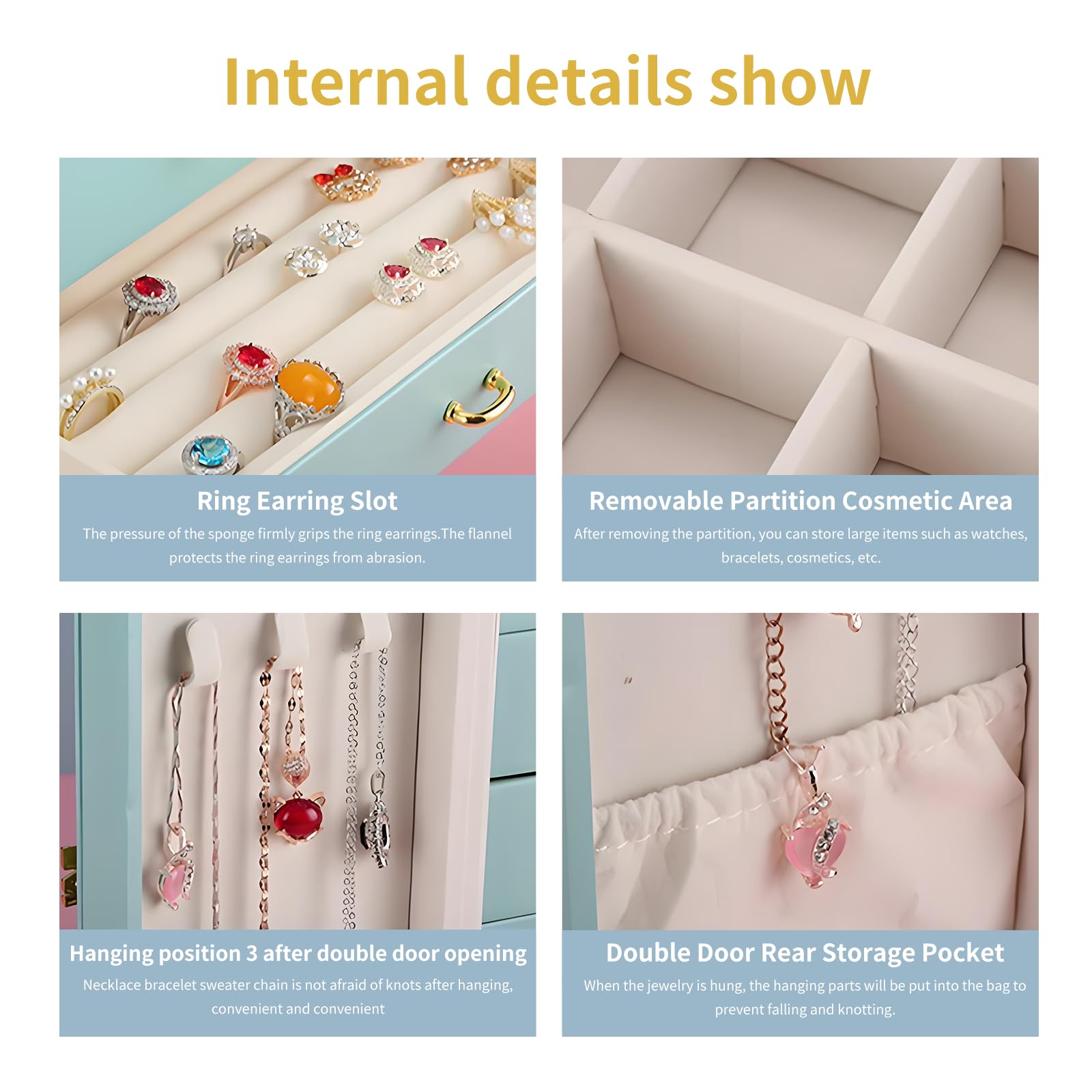 TREASURE VAULT 5-Layer Leather Jewelry Cabinet with Side Doors - RAMODO JEWELRY