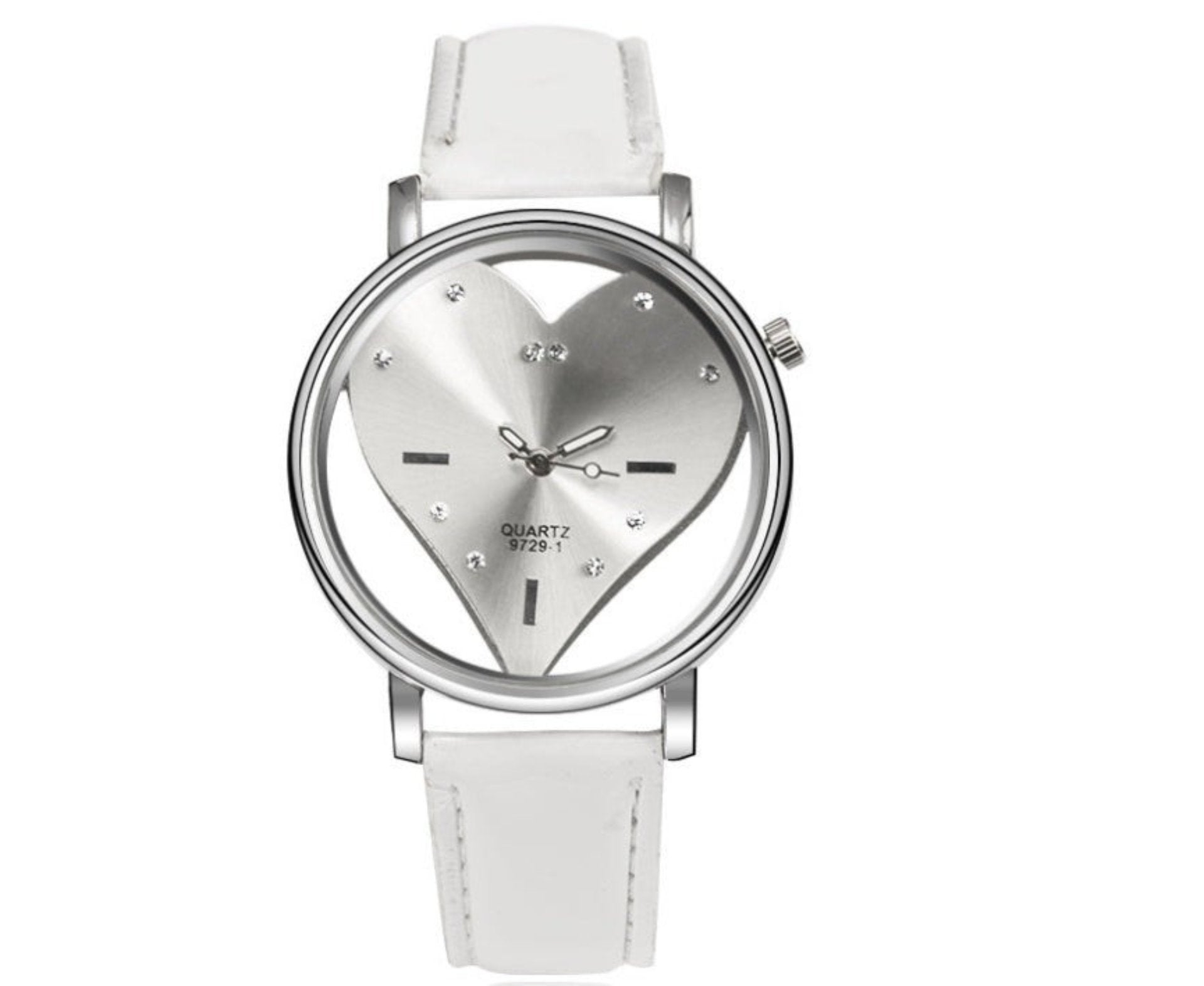 White wristwatch with silver case and 'WoMaGe' branding on a white background