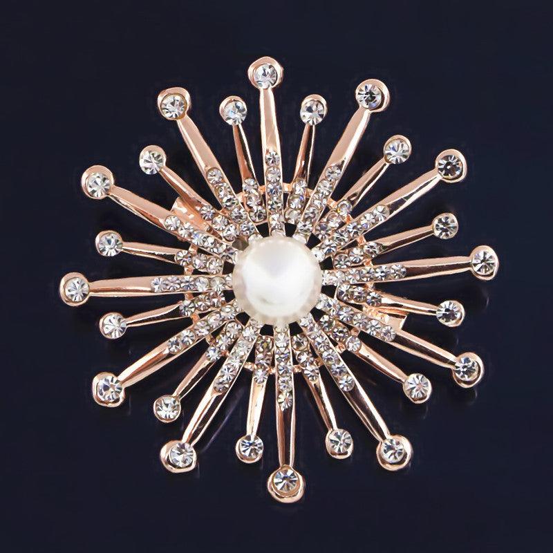 WINTER QUEEN: Crystal & Pearl Starburst Brooches | RAMODO JEWELRY
