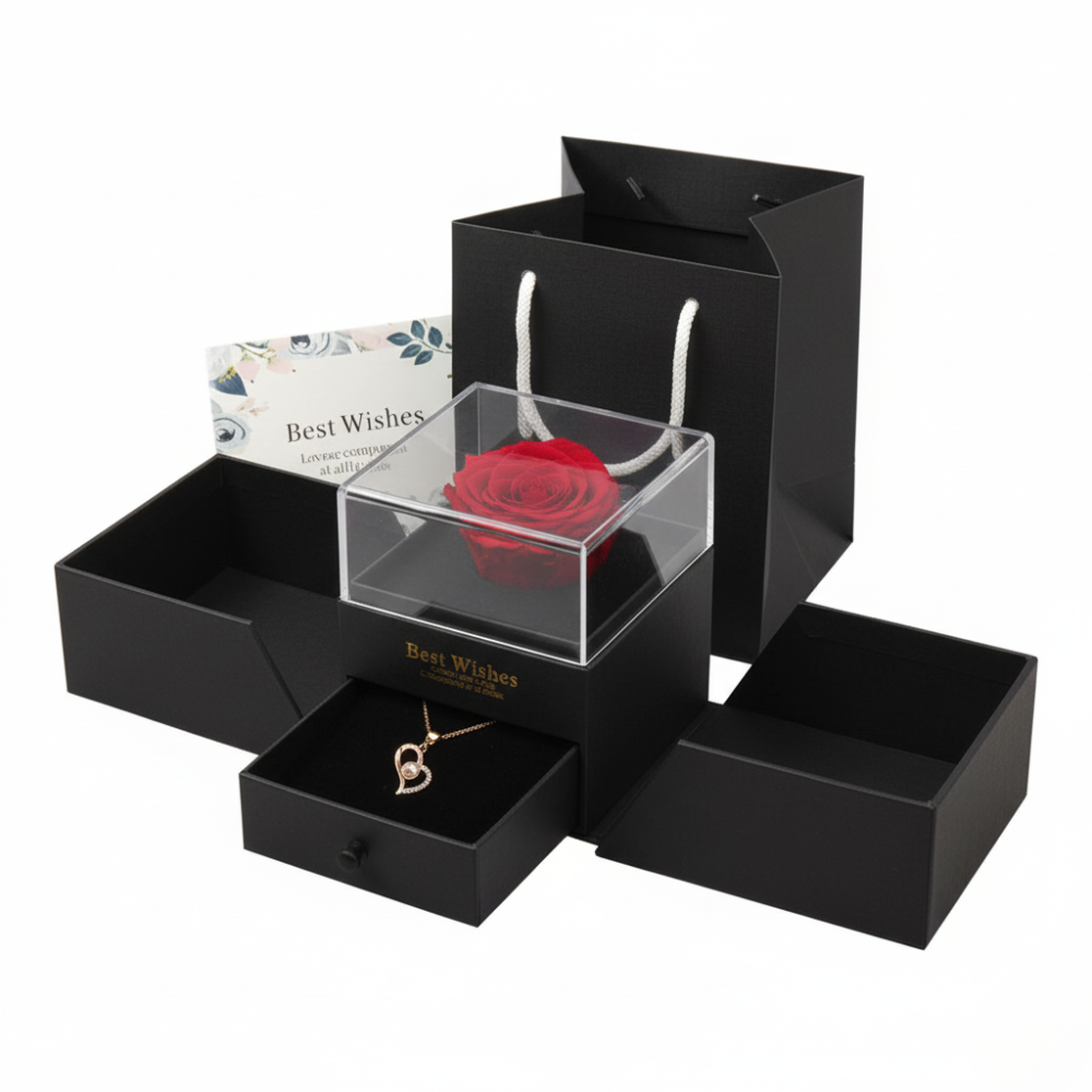 ZINNIA Eternal Rose & Jewelry Gift Box | RAMODO JEWELRY