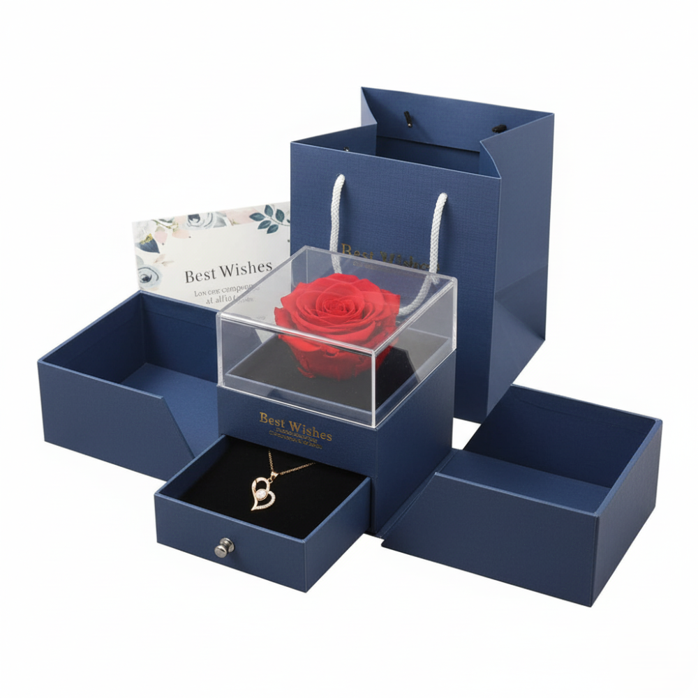 ZINNIA Eternal Rose & Jewelry Gift Box | RAMODO JEWELRY