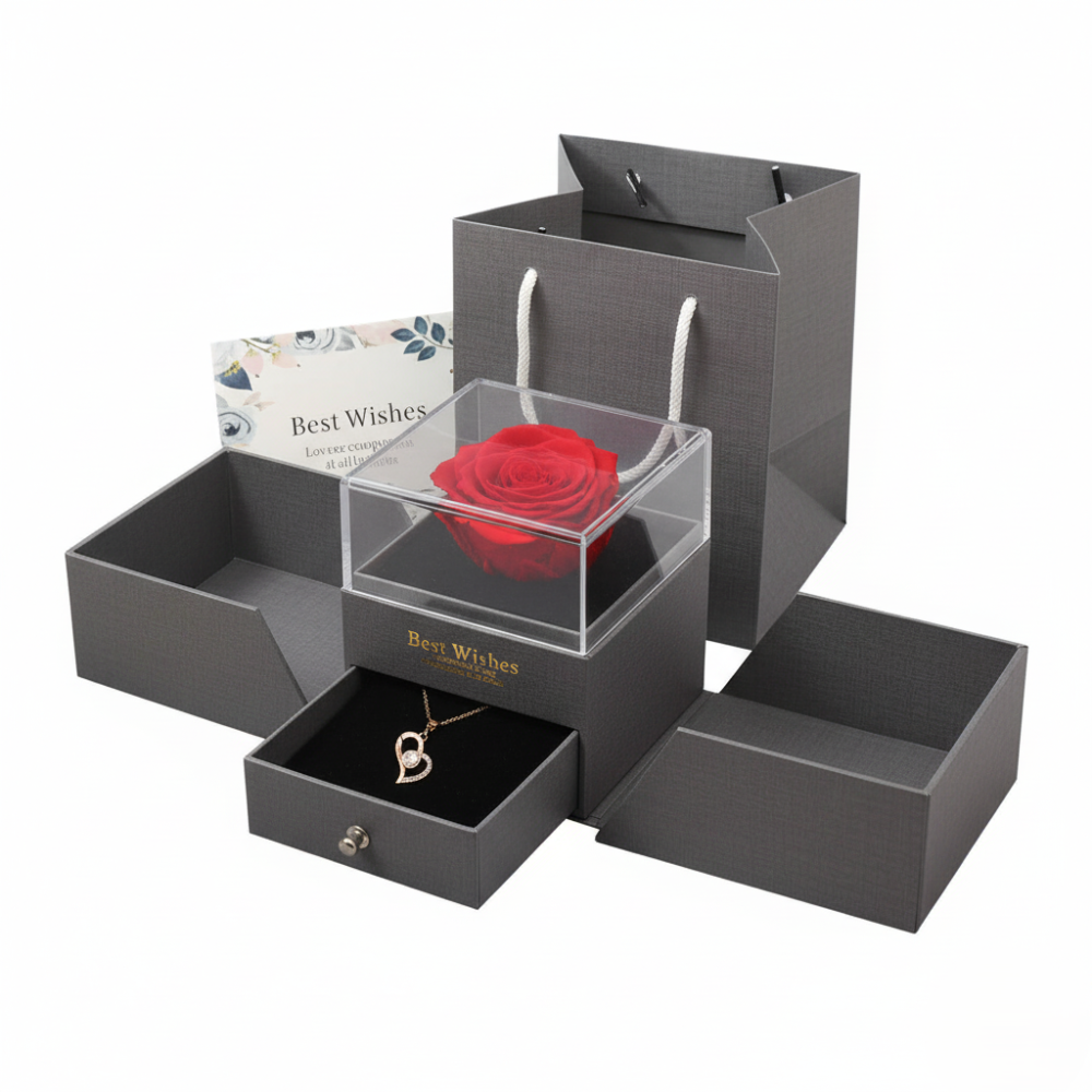 ZINNIA Eternal Rose & Jewelry Gift Box | RAMODO JEWELRY