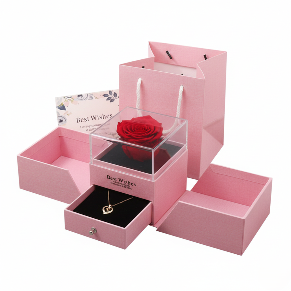 ZINNIA Eternal Rose & Jewelry Gift Box | RAMODO JEWELRY
