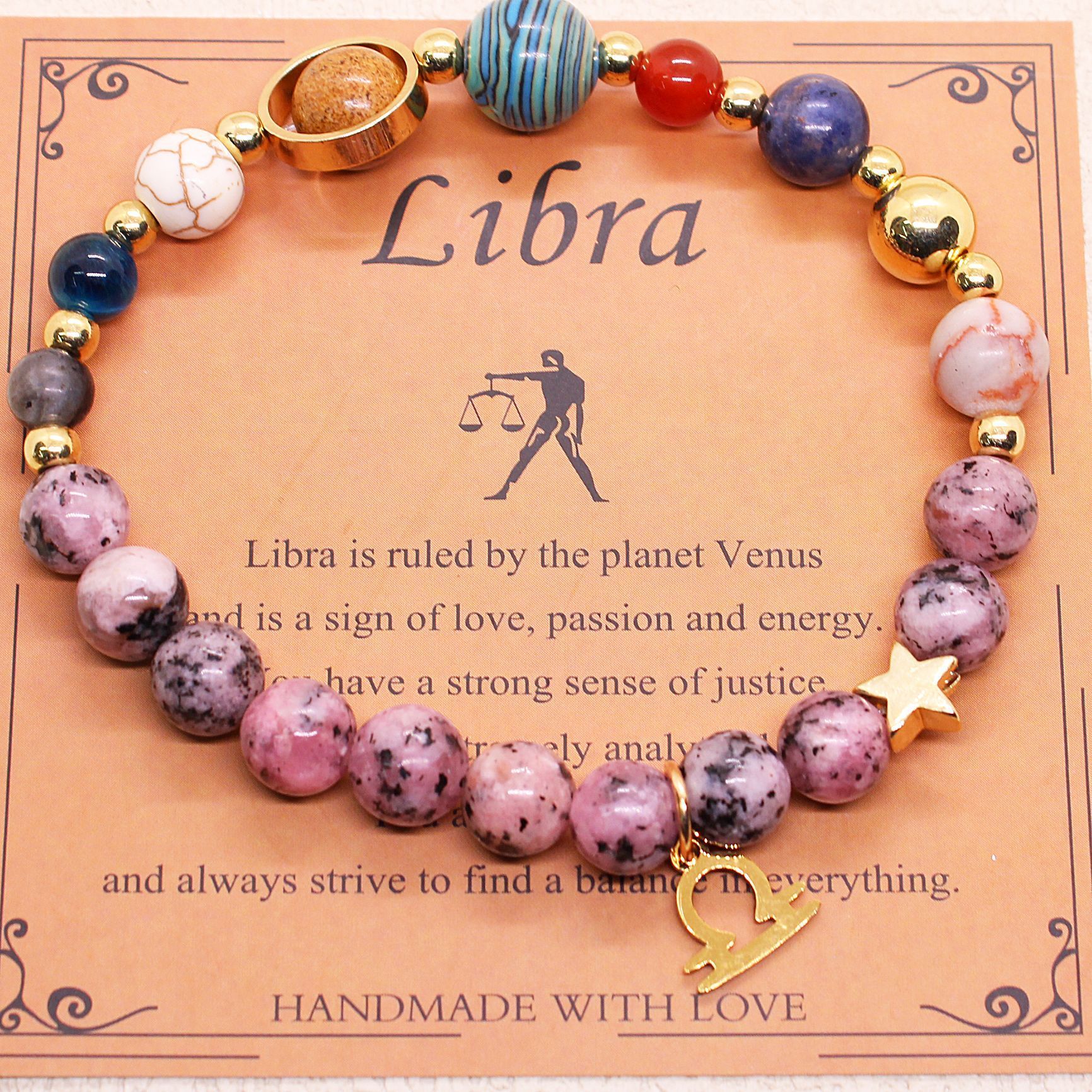 CELESTIAL HARMONY: 8-PLANET 12 CONSTELLATION BRACELET BY RAMODO JEWELRY – NATURAL STONE HEMP STONE, 19MM ZODIAC-INSPIRED ACCESSORY