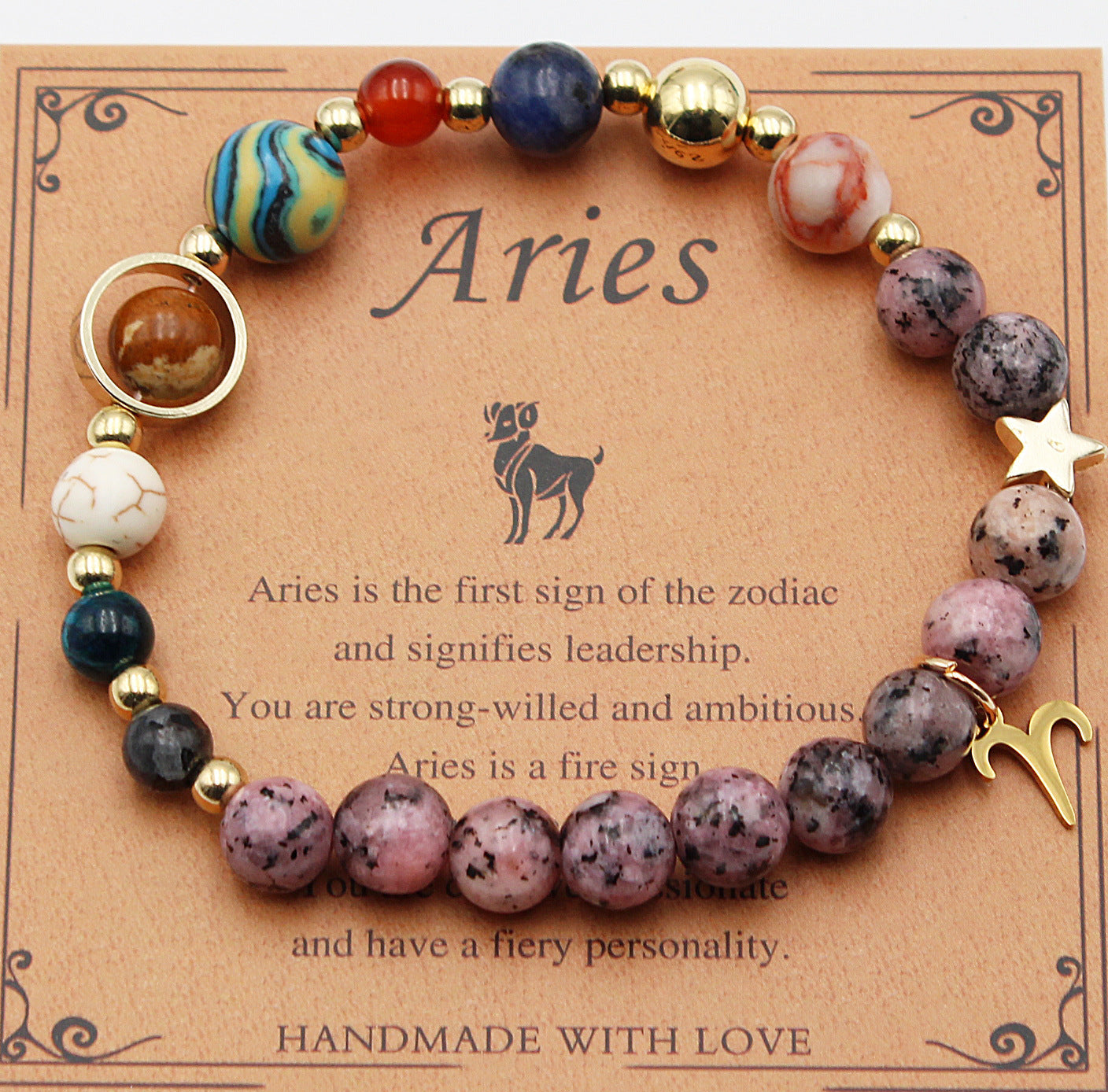 CELESTIAL HARMONY: 8-PLANET 12 CONSTELLATION BRACELET BY RAMODO JEWELRY – NATURAL STONE HEMP STONE, 19MM ZODIAC-INSPIRED ACCESSORY