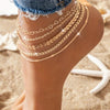 5Pcs Bohemian Layered Anklets Set - Summer Beach Chain Ankle Bracelets