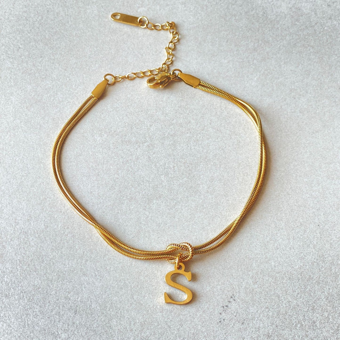 Personalized Initial Knotted Bracelet - Gold/Silver - Dainty & Elegant