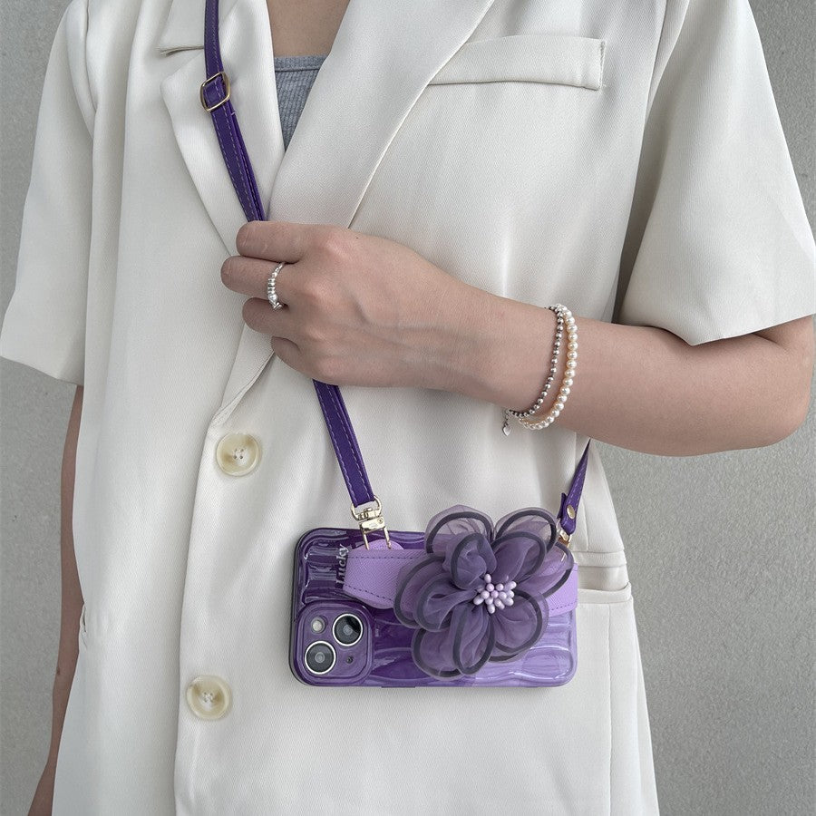 RAMODO Purple Lace Floral Wristband iPhone Case