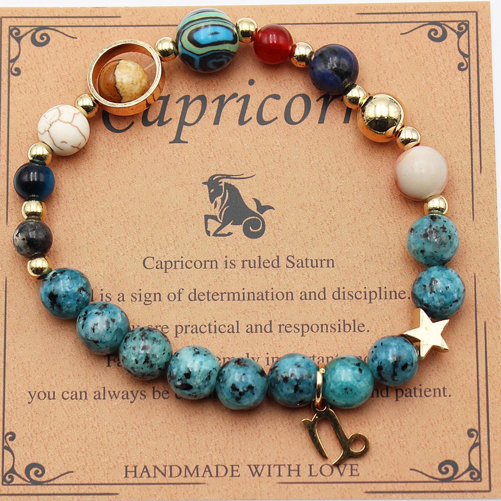 CELESTIAL HARMONY: 8-PLANET 12 CONSTELLATION BRACELET BY RAMODO JEWELRY – NATURAL STONE HEMP STONE, 19MM ZODIAC-INSPIRED ACCESSORY